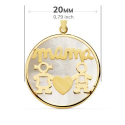 18K Colgante Oro Amarillo Mama Nacar Niño-Niña 20 Mm