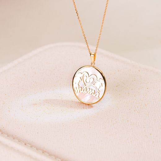 18K Colgante Oro Amarillo Mama Nacar Niño-Niña 20 Mm