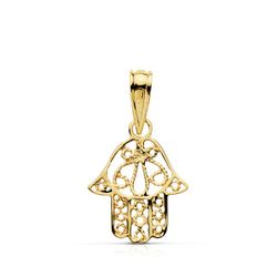 18K Colgante Oro Amarillo Mano De Fatima 14X11 Mm