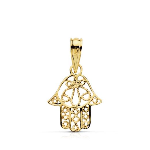 18K Colgante Oro Amarillo Mano De Fatima 14X11 Mm