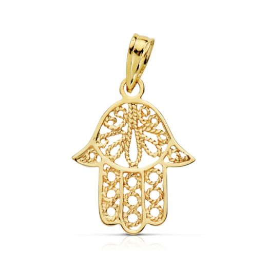 18K Colgante Oro Amarillo Mano De Fatima 19X15 Mm