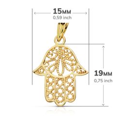 18K Colgante Oro Amarillo Mano De Fatima 19X15 Mm