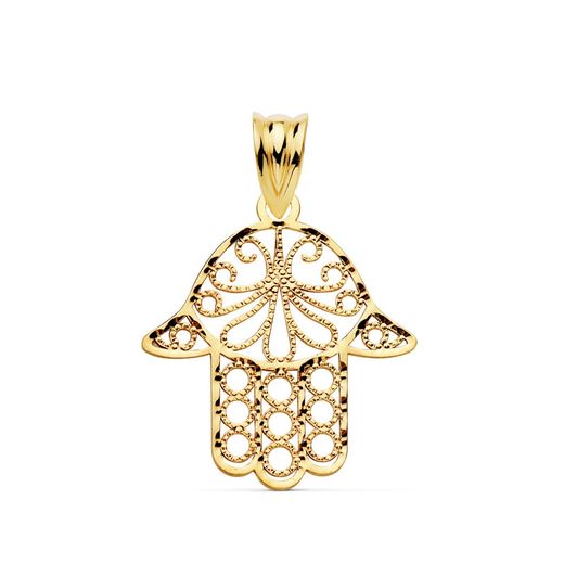 18K Colgante Oro Amarillo Mano De Fatima 20X18 Mm
