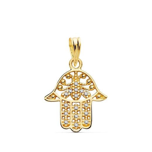18K Colgante Oro Amarillo Mano Fatima 15X14 Mm