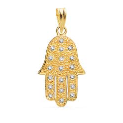 18K Colgante Oro Amarillo Mano Fatima 22X15 Mm