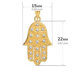 18K Colgante Oro Amarillo Mano Fatima 22X15 Mm