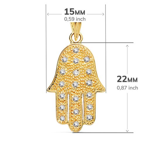 18K Colgante Oro Amarillo Mano Fatima 22X15 Mm
