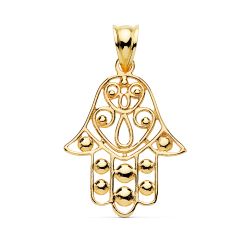 18K Colgante Oro Amarillo Mano Fatima 27X23 Mm