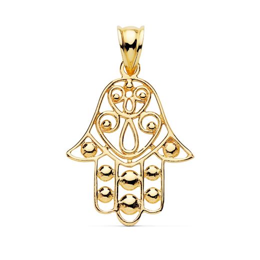 18K Colgante Oro Amarillo Mano Fatima 27X23 Mm