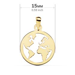 18K Colgante Oro Amarillo Mapamundi Calado 15 Mm