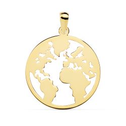18K Colgante Oro Amarillo Mapamundi Calado 20 Mm