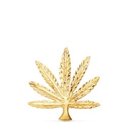 18K Colgante Oro Amarillo Marihuana Tallada 30X28 Mm