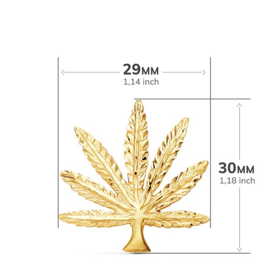 18K Colgante Oro Amarillo Marihuana Tallada 30X28 Mm