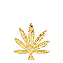 18K Colgante Oro Amarillo Marihuana Tallada 30X28 Mm