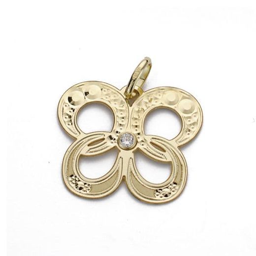 18K Colgante Oro Amarillo Mariposa Circonita 15X18 Mm