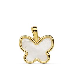 18K Colgante Oro Amarillo Mariposa Nacar 14X11 Mm