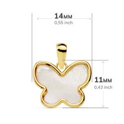 18K Colgante Oro Amarillo Mariposa Nacar 14X11 Mm