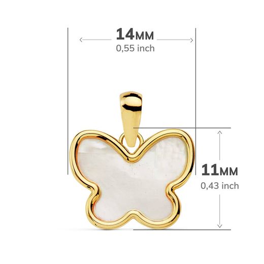 18K Colgante Oro Amarillo Mariposa Nacar 14X11 Mm