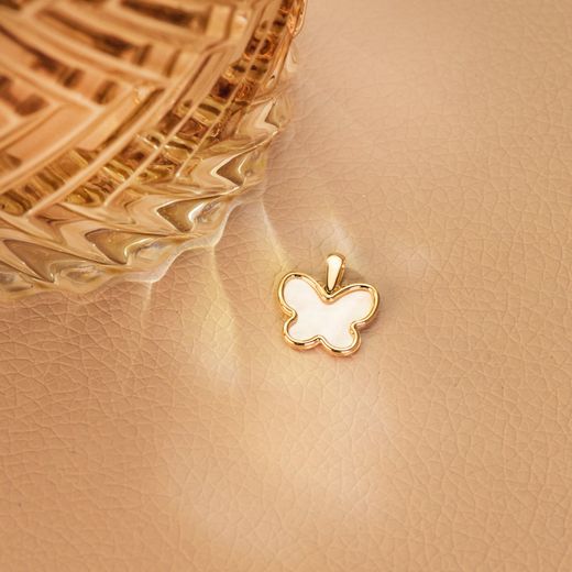 18K Colgante Oro Amarillo Mariposa Nacar 14X11 Mm