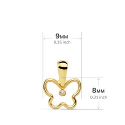 18K Colgante Oro Amarillo Mini Mariposa Circonita 9 X 8 Mm