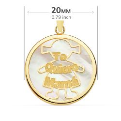 18K Colgante Oro Amarillo Nacar Mama Niña 20 Mm