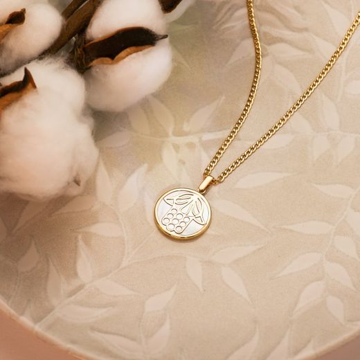 18K Colgante Oro Amarillo Nacar Mano De Fatima 20 Mm