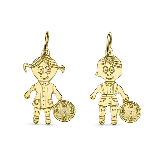 18K Colgante Oro Amarillo Niño O Niña Reloj. 18X11 Mm
