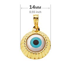 18K Colgante Oro Amarillo Ojo Turco 14 Mm