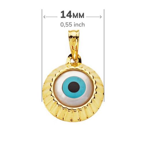 18K Colgante Oro Amarillo Ojo Turco 14 Mm