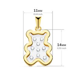 18K Colgante Oro Amarillo Oso Airshine Transparente Con Circonita 14X11 Mm