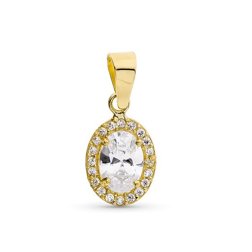 18K Colgante Oro Amarillo Oval Con Circonita 10X8 Mm