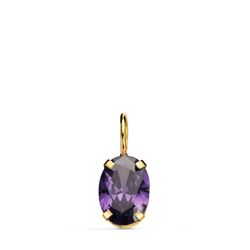 18K Colgante Oro Amarillo Oval Piedra Color Amatista 7 X 5 Mm.