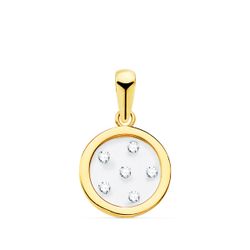 18K Colgante Oro Amarillo Redondo Airshine Transparente Con Circonita 11 Mm