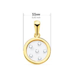 18K Colgante Oro Amarillo Redondo Airshine Transparente Con Circonita 11 Mm
