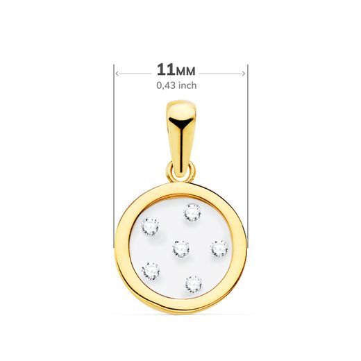 18K Colgante Oro Amarillo Redondo Airshine Transparente Con Circonita 11 Mm