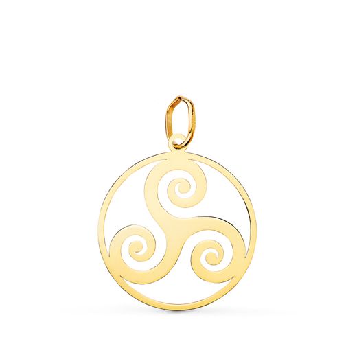 18K Colgante Oro Amarillo Redondo Trisquel En Brillo 20 Mm