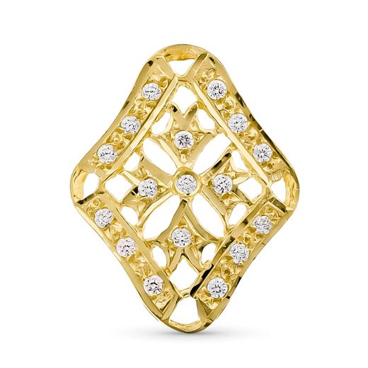 18K Colgante Oro Amarillo Rombo Circonita Oro Amarillo