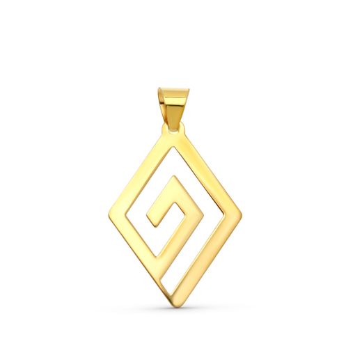 18K Colgante Oro Amarillo Rombo Cordon Caucho 44 Cm