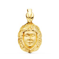 18K Colgante Oro Amarillo Rostro Virgen Del Rocio 26 X 18 Mm