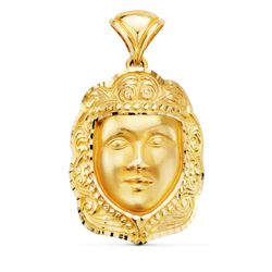18K Colgante Oro Amarillo Rostro Virgen Del Rocio 35X25 Mm