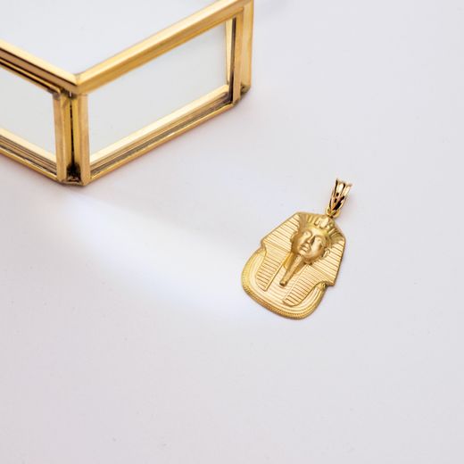 18K Colgante Oro Amarillo Tutankamon Matizado. 30X22 Mm