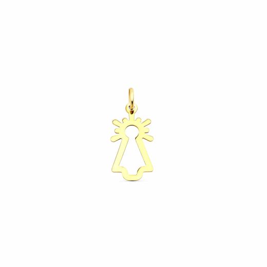 18K Colgante Oro Amarillo Virgen Del Pilar Silueta Brillo. Medida: 20X10 Mm