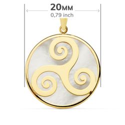 18K Colgante Oro Amarillo Y Nacar Simbolo Celta Trisquel 20 Mm