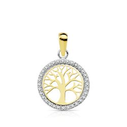 18K Colgante Oro Bicolor Arbol De La Vida 13 Mm