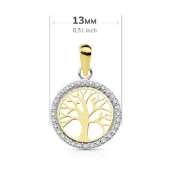 18K Colgante Oro Bicolor Arbol De La Vida 13 Mm
