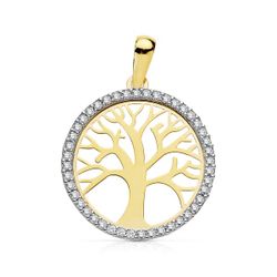 18K Colgante Oro Bicolor Arbol De La Vida 20 Mm