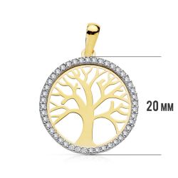18K Colgante Oro Bicolor Arbol De La Vida 20 Mm