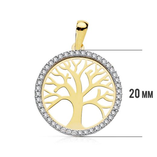 18K Colgante Oro Bicolor Arbol De La Vida 20 Mm
