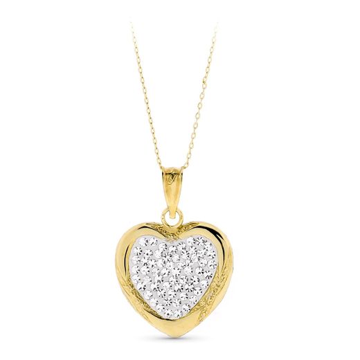 18K Colgante Oro Bicolor Corazon Circonitas