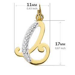 18K Colgante Oro Bicolor Letra C Circonita 17X11 Mm
